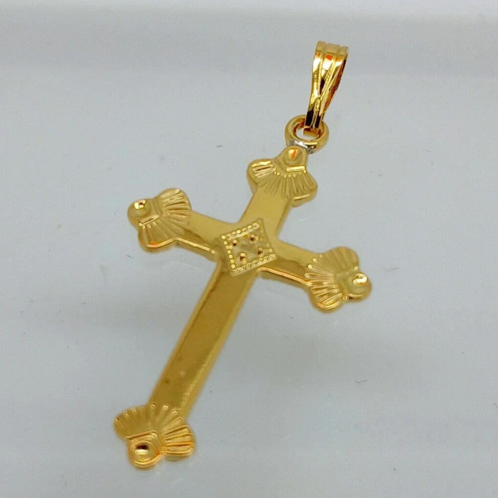 Karatbond Vintage Y2K Gold Ornate Cross Necklace Pendant Made in USA NOS Faith